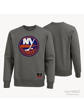 New York Islanders Sweatshirt Gray Mitchell & Ness NHL Licensed Mens M